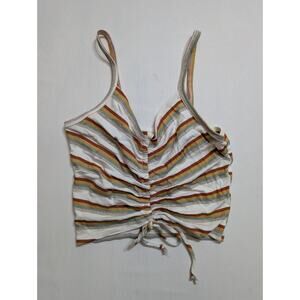 Sky and Sparrow Crop Top Size M Medium Sleeveless Tank Tied Stripes Ruched